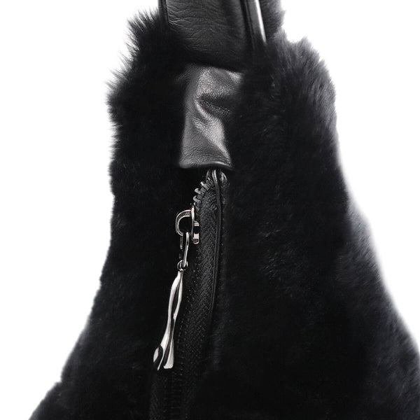 Surell Rex Rabbit Fur Shoulder Bag