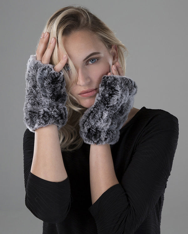 Surell Rex Rabbit Fur Texting Mittens