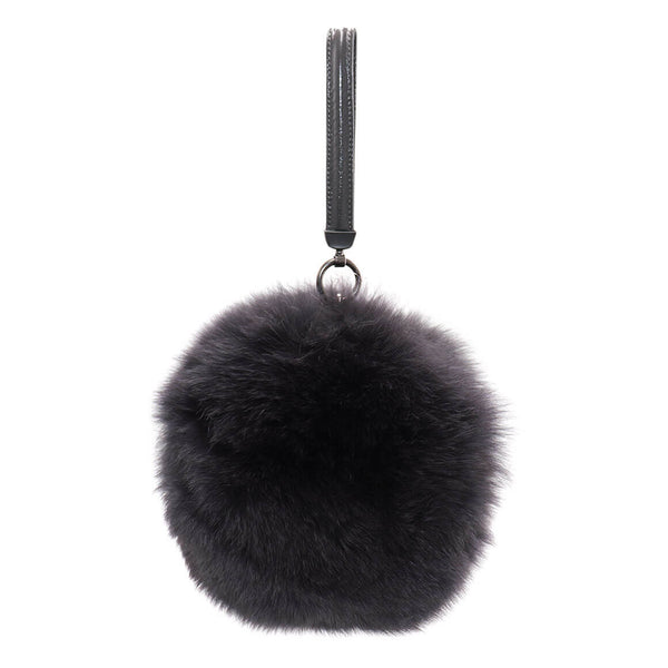 surell Round Fox Fur Bag