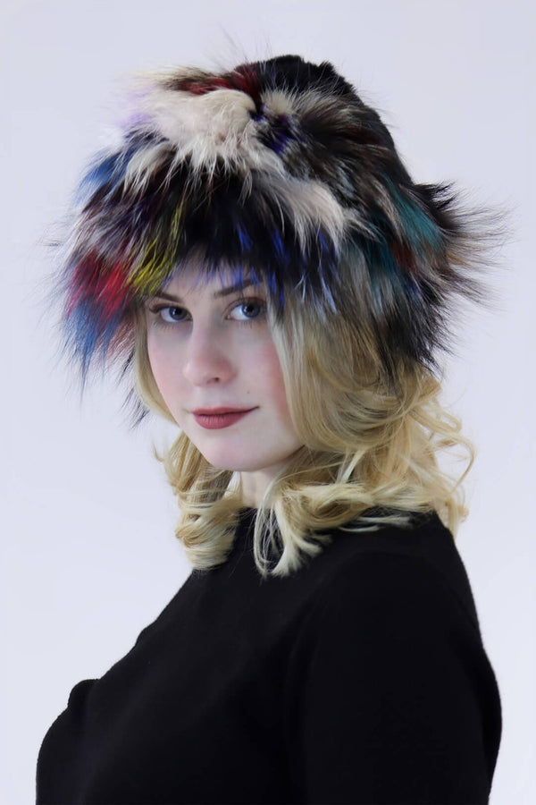 surell Sheared Rabbit and Fox Fur Beanie