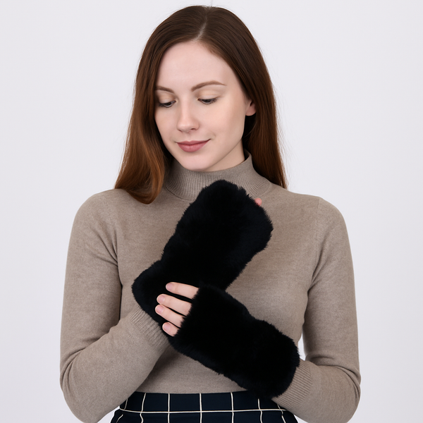 Surell Sheared Rabbit Fur Texting Mittens