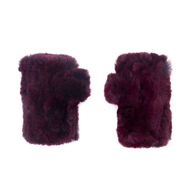 Surell Sheared Rabbit Fur Texting Mittens