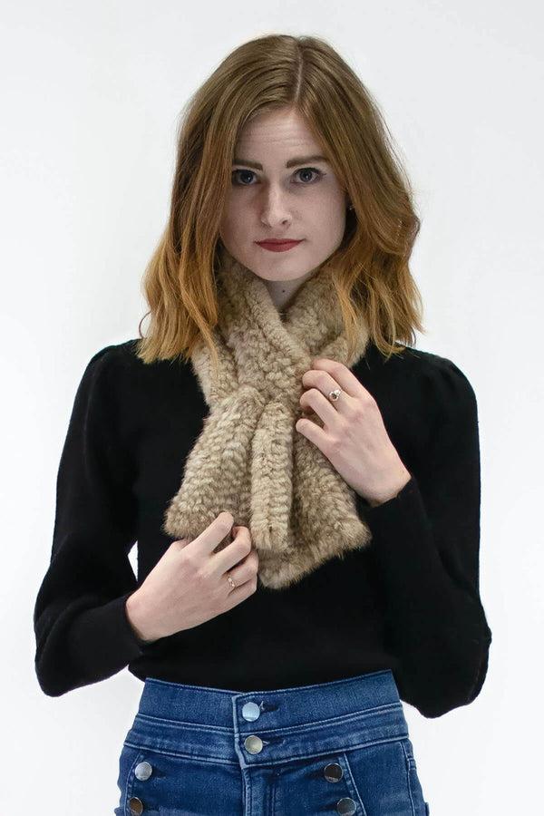 Surell Short Mink Fur Knit Pull-Through