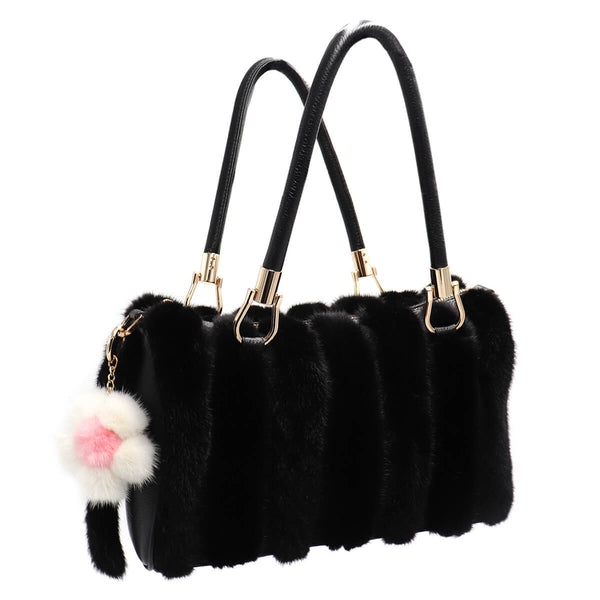 Surell Small Mink Fur Flower Keychain