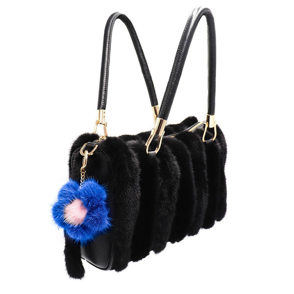 Surell Small Mink Fur Flower Keychain
