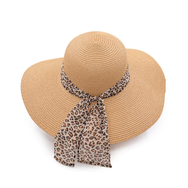 surell Straw Hat with Leopard Bow