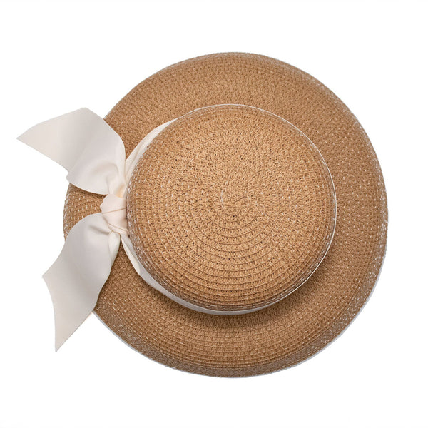 Surell Straw Hepburn Hat With Ribbon