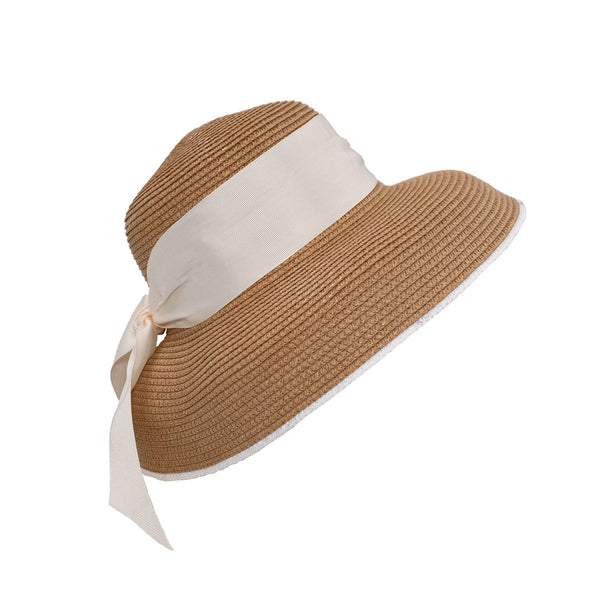 Surell Straw Hepburn Hat With Ribbon