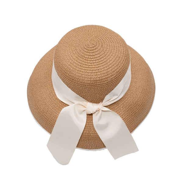 surell Straw Hepburn Hat with Ribbon