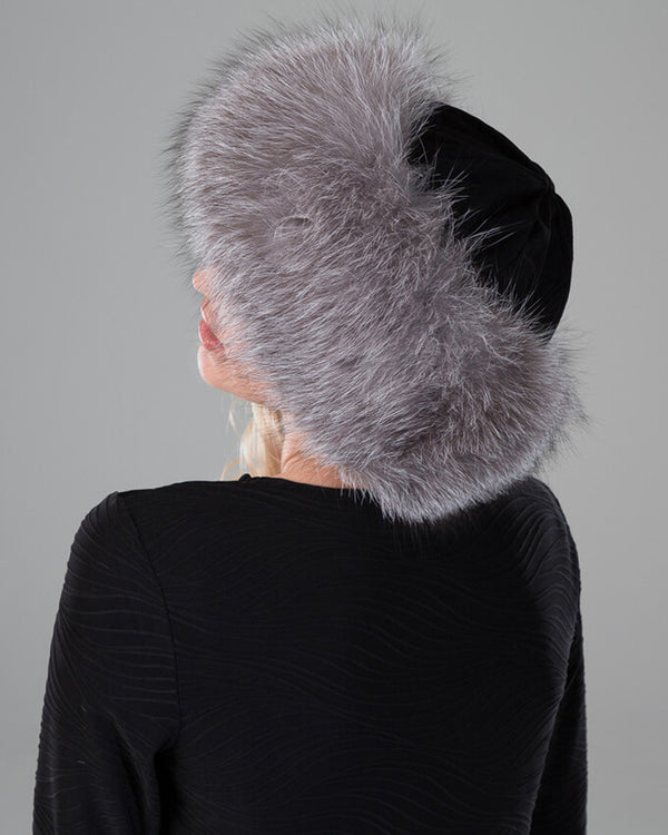 surell Suede Crown Hat with Fox Fur Cuff
