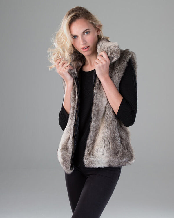 Surell Women's Faux Rabbit Fur Vest