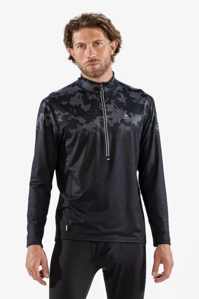 Surfanic Surfanic Bodyfit Broken Map Zip Neck