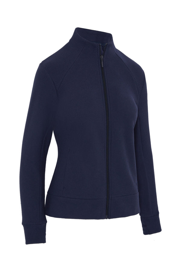 Surprizeshop Callaway Ladies Golf Stretch Waffle Knit Fleece Jacket - Peacoat