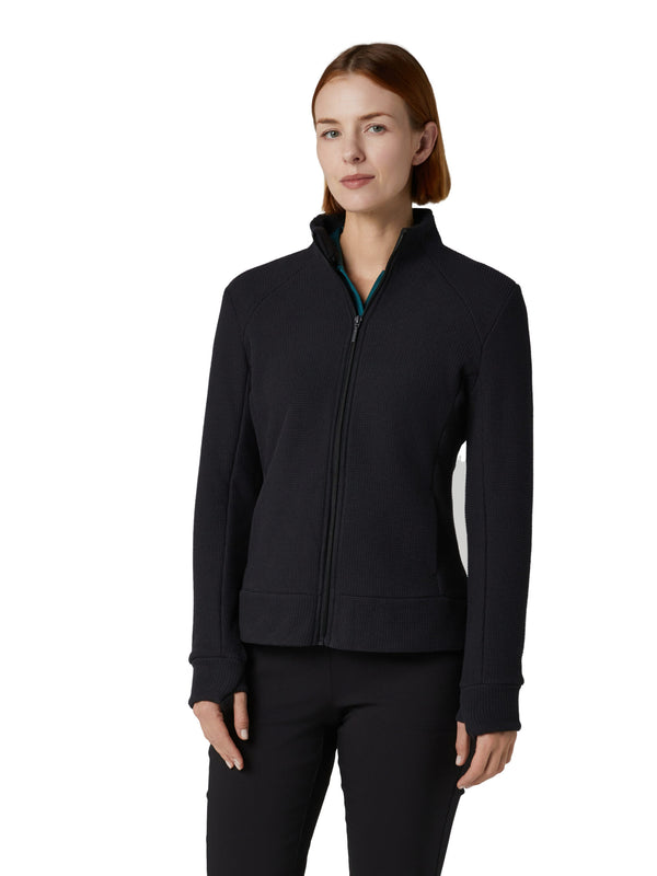 surprizeshop Callaway Ladies Golf Stretch Waffle Knit Fleece Jacket - Caviar