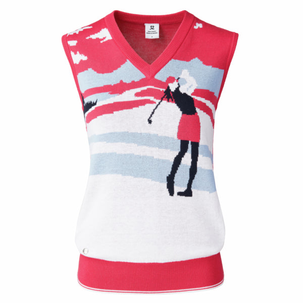 surprizeshop Daily Sports Ladies Britt V-Neck Sleeveless Golf Vest - Berry