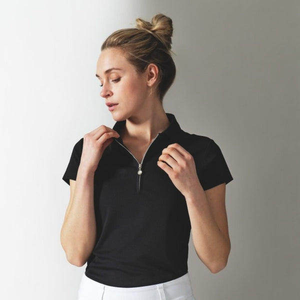 Surprizeshop Daily Sports Macy Cap Sleeve Polo Shirt - Black