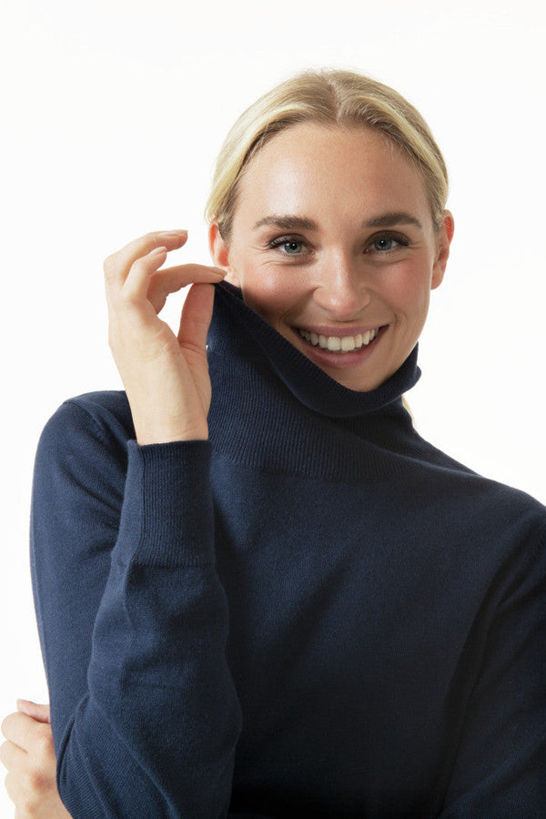 Surprizeshop Daily Sports Trissie Long Sleeve Roll Neck Pullover - Navy