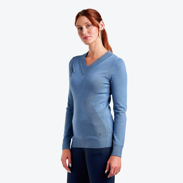 Surprizeshop Nivo Ladies Nicole V-Neck Sweater - Sea Reflection