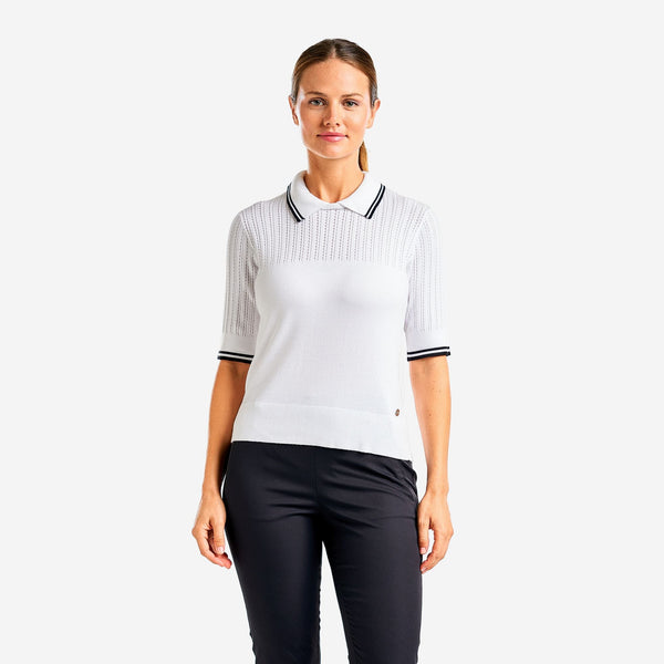 Surprizeshop Nivo Ladies Vy Lightweight Short Half Sleeve Jumper - White