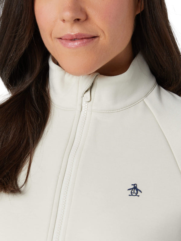 Surprizeshop Penguin Ladies Golf Full Zip Textured Knit Jacket - Silver Birch