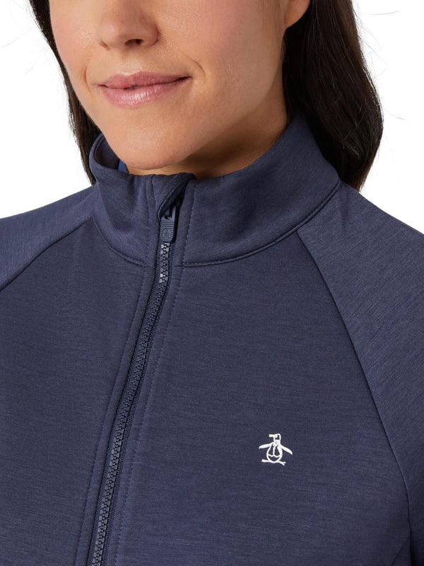 Surprizeshop Penguin Ladies Golf Full Zip Textured Knit Jacket - Navy