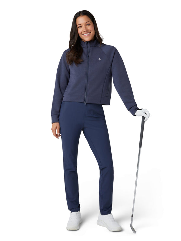 Surprizeshop Penguin Ladies Golf Full Zip Textured Knit Jacket - Navy