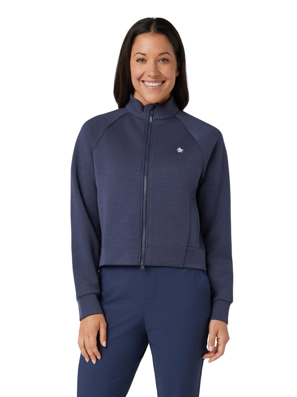 surprizeshop Penguin Ladies Golf Full Zip Textured Knit Jacket - Navy