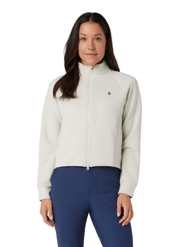surprizeshop Penguin Ladies Golf Full Zip Textured Knit Jacket - Silver Birch