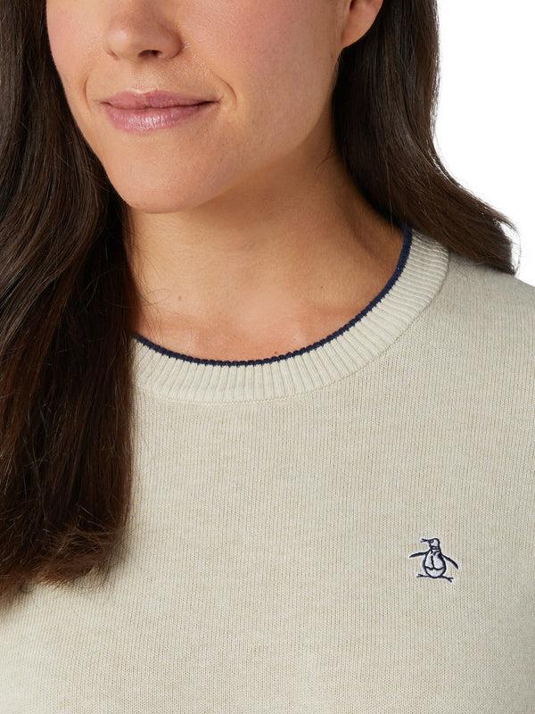 Surprizeshop Penguin Ladies Golf Pullover Sweater With Elongated Cuffs - Silver Birch