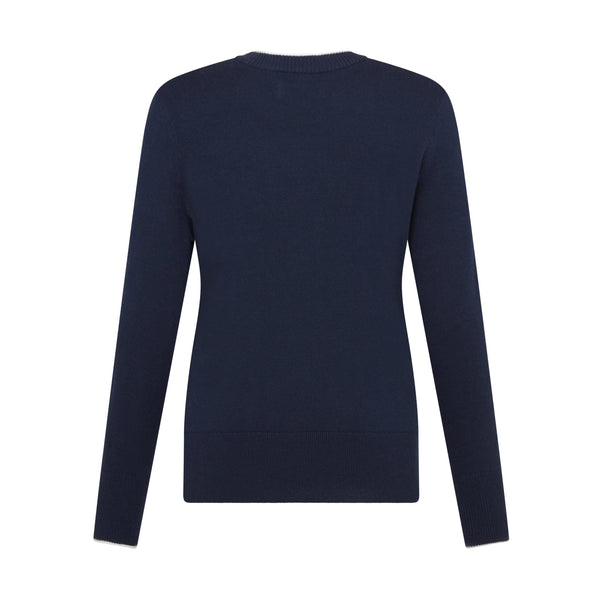 Surprizeshop Penguin Ladies Golf Pullover Sweater With Elongated Cuffs - Navy