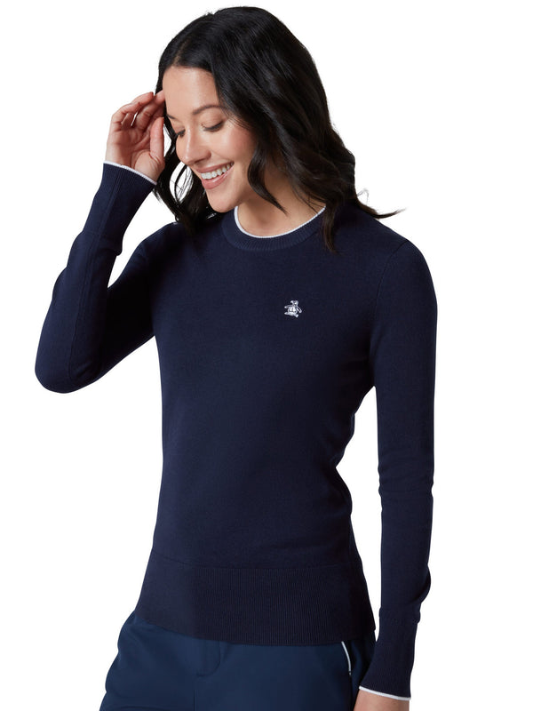 surprizeshop Penguin Ladies Golf Pullover Sweater with Elongated Cuffs - Navy