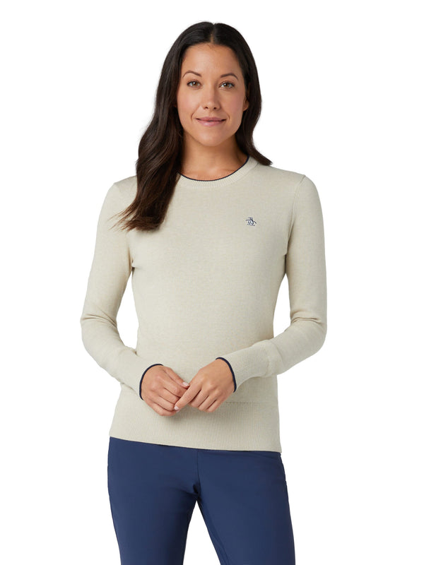 surprizeshop Penguin Ladies Golf Pullover Sweater with Elongated Cuffs - Silver Birch