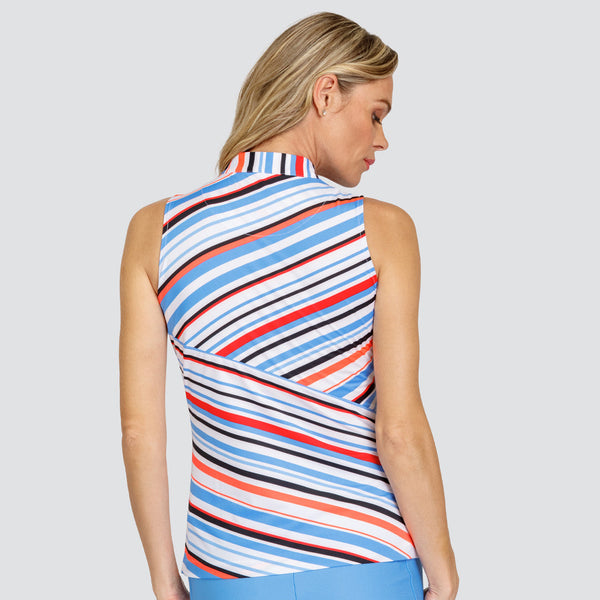 Surprizeshop Tail Ladies Golf Angelou Sleeveless Polo - Malibu Stripe