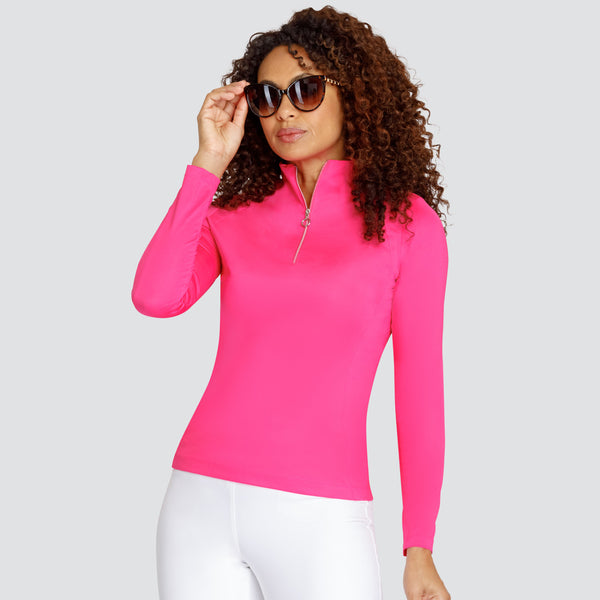 Surprizeshop Tail Ladies Golf Tallula Long Sleeve 1/4 Zip Polo - Passion Pink