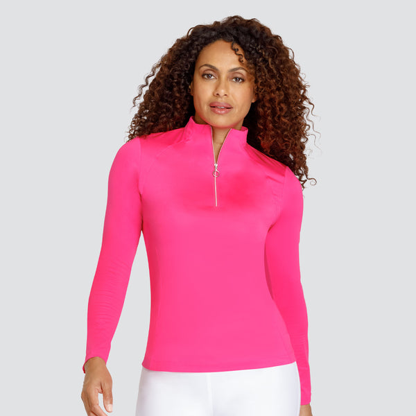 surprizeshop Tail Ladies Golf Tallula Long Sleeve 1/4 Zip Polo - Passion Pink
