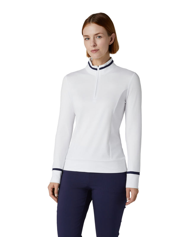 Surprizeshop Thermal Long Sleeve Colourblock Golf Top - Brilliant White