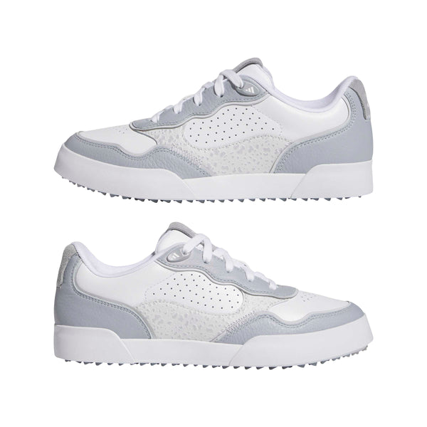Surprizeshop Womens Waterproof Retrocross 25 Spikeless Golf Shoes - White Silver & Grey