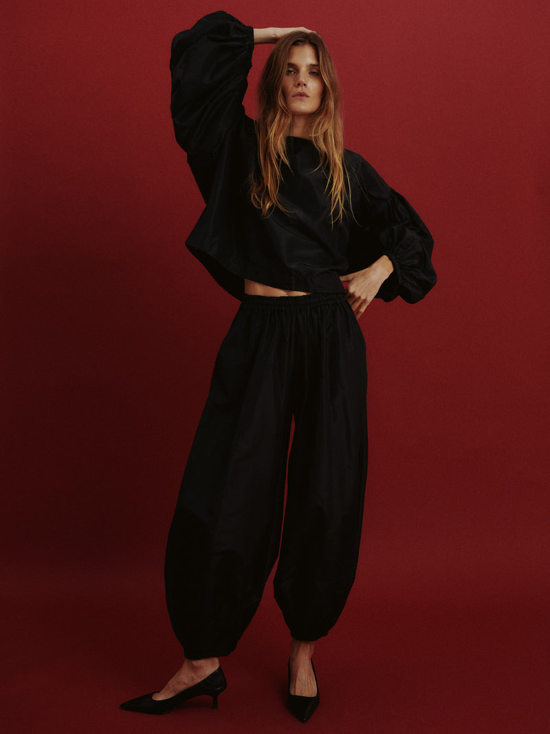 Suzie Kondi Balon Top In Silk Taffeta