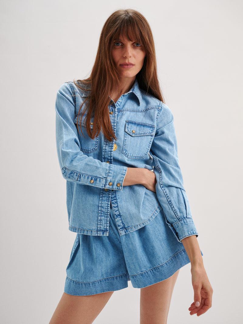 Suzie Kondi Shkip Shorts In Denim