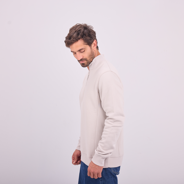 Svnty Light Gray Quarter-zip High Collar Sweatshirt