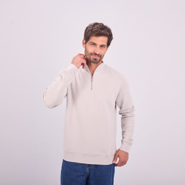Svnty Light Gray Quarter-zip High Collar Sweatshirt