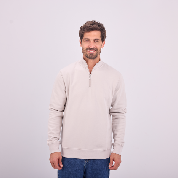 svnty Light Gray quarter-zip high collar sweatshirt
