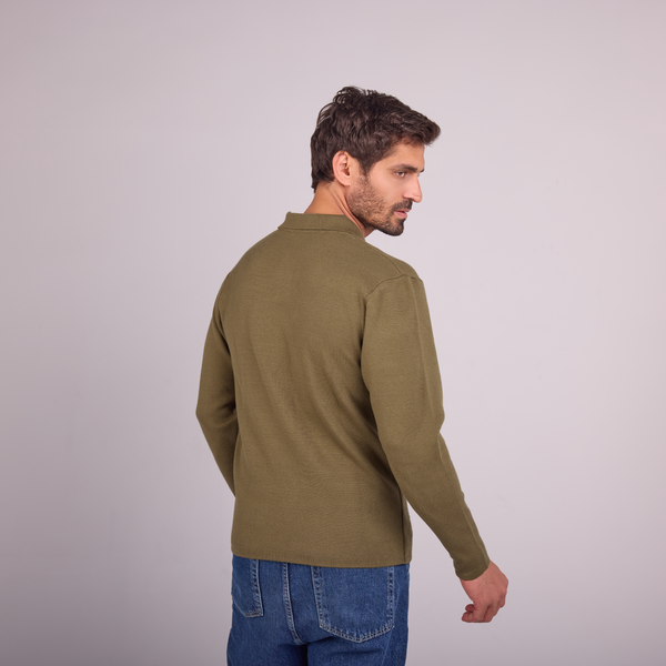 Svnty Army Knit Long-Sleeve Polo