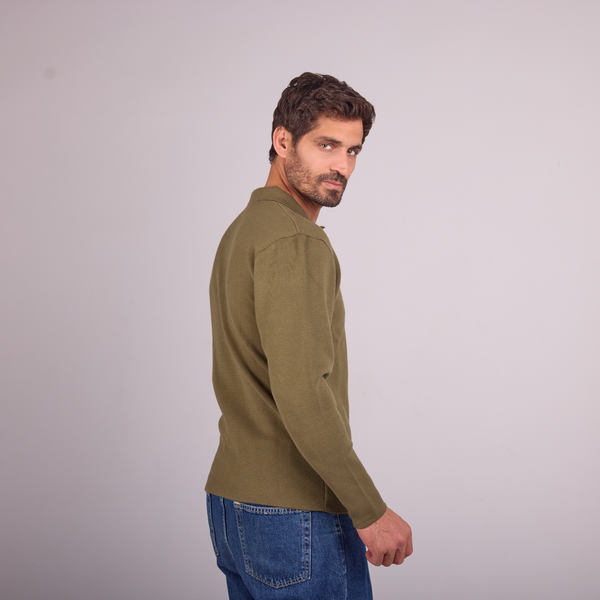 Svnty Army Knit Long-Sleeve Polo