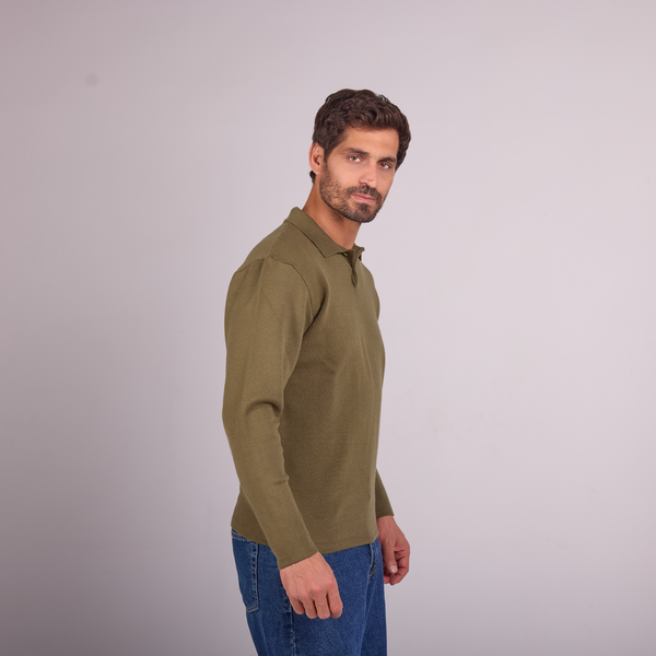 Svnty Army Knit Long-Sleeve Polo