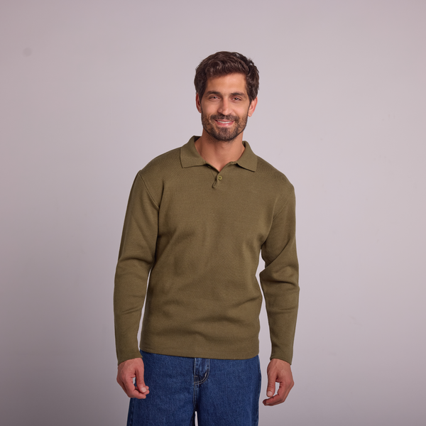 svnty Army Knit Long-Sleeve Polo