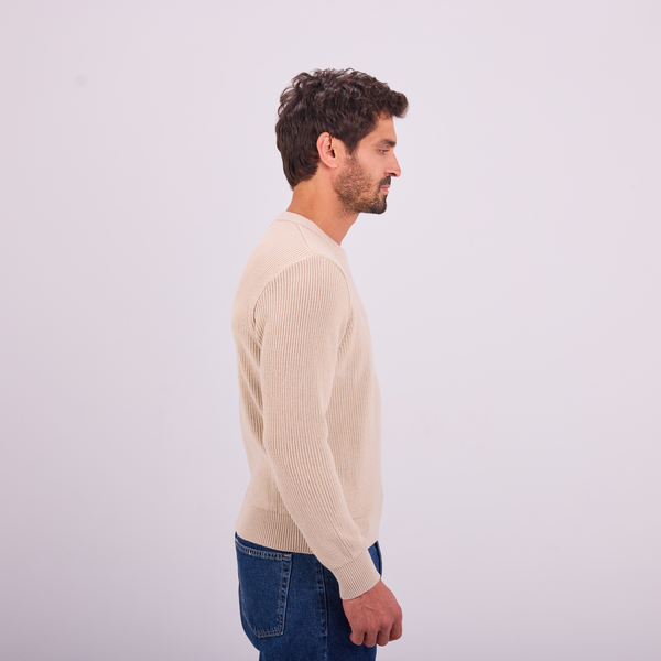 Svnty Beige Knit Crewneck Pullover