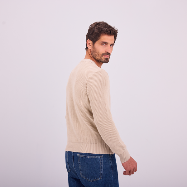 Svnty Beige Knit Crewneck Pullover
