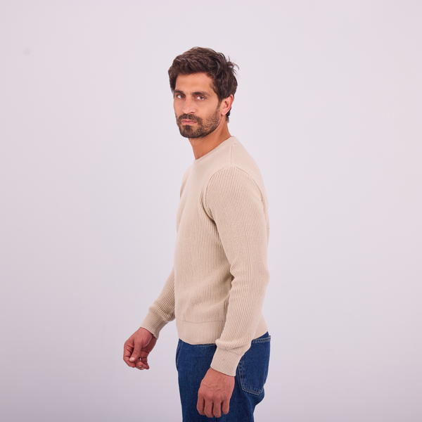 Svnty Beige Knit Crewneck Pullover
