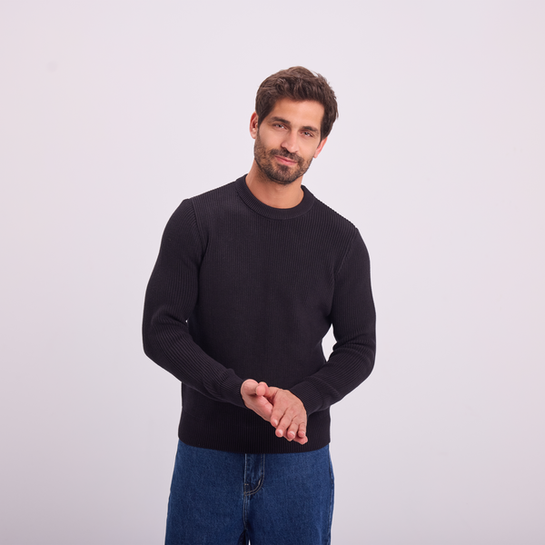 Svnty Black Knit Crewneck Pullover